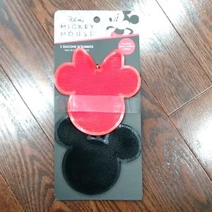 Mickey Minnie Mouse Kitchen sink 2 Silicone Scrubbers Double sided Dishwashing